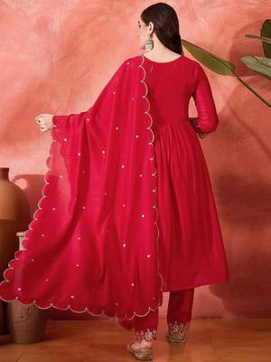 Zari sequence cut work emboridered kurta set with dupatta 5