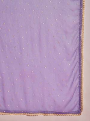 Women thread embroidered with mirror work a-line kurta with trousers & dupatta 4