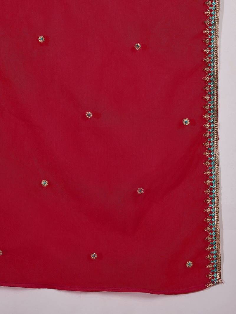 Zari sequence embroidered kurta with trousers & dupatta