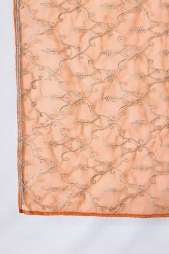 Floral embroidered kurta with trousers & dupatta