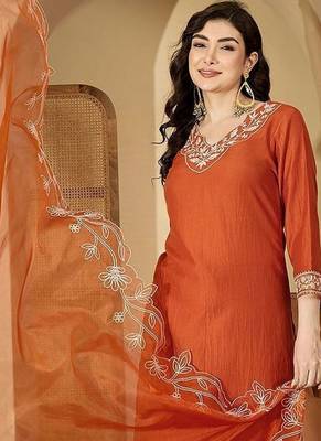 Embroidered kurta with trouser & dupatta 1