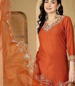 Embroidered kurta with trouser & dupatta