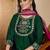 Embroidered round neck a-line kurta & trousers with dupatta