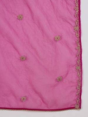 Embroidered sequinned vichitra kurta with palazzo and dupatta 4