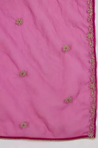 Embroidered sequinned vichitra kurta with palazzo and dupatta