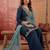 Embroidered round neck kurta & palazzos with dupatta