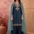 Embroidered round neck kurta & palazzos with dupatta
