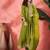 Floral embroidered round neck sequinned a-line kurta with trousers & dupatta