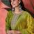 Floral embroidered round neck sequinned a-line kurta with trousers & dupatta