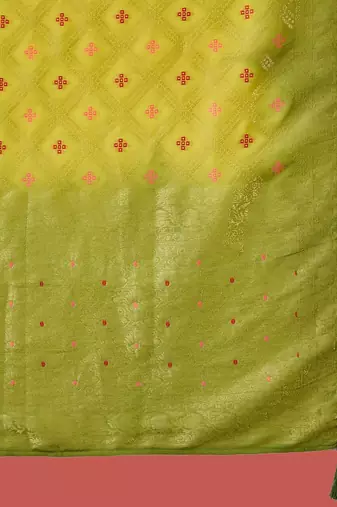 Floral embroidered round neck sequinned a-line kurta with trousers & dupatta