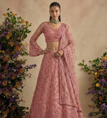 Pink Pure Soft Heavy Butterfly Net Sequins Embroidery Work Bridal Lehenga Choli