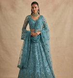 Blue Pure Soft Heavy Butterfly Net Sequins Embroidery Work Bridal Lehenga Choli