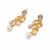 Gold-tone chandelier drop earrings with freshwater pearls and crystal cz stud, 38mm length, 13mm width