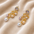 Gold-tone chandelier drop earrings with freshwater pearls and crystal cz stud, 38mm length, 13mm width