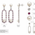 Pearl and ruby cz drop earrings, 925 sterling silver, rhodium plated, oval hoop dangle, 46 mm length