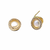 Pearl stud earrings, gold-toned round halo with cz stones, elegant tops