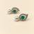 Pearl and emerald green cz leaf stud earrings, silver tone, teardrop stone with diamond accents