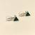 Pearl and green triangle crystal stud earrings, silver tone, elegant drop style