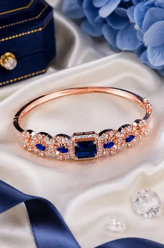 Rose gold finish sapphirea american diamond bracelet