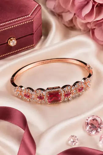 Rose gold finish rosique american diamond bracelet