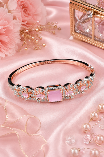 Rose gold finish blushara american diamond bracelet
