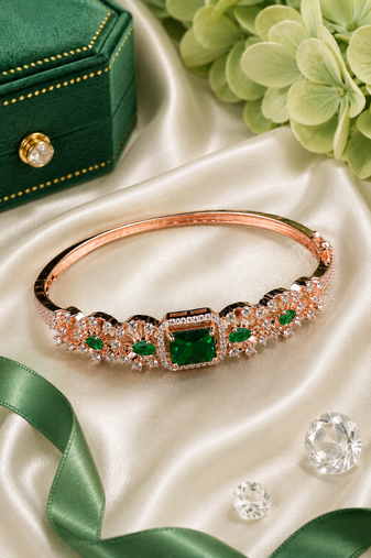 Rose gold finish emeralda american diamond bracelet