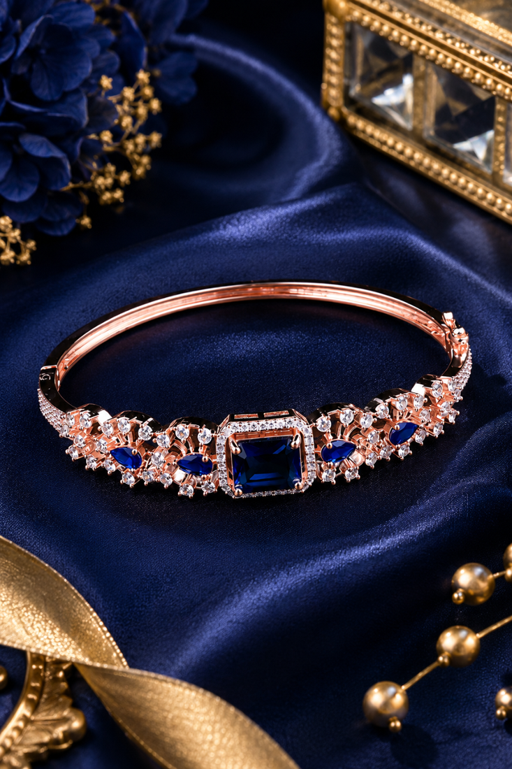 Rose gold finish sapphirea american diamond bracelet