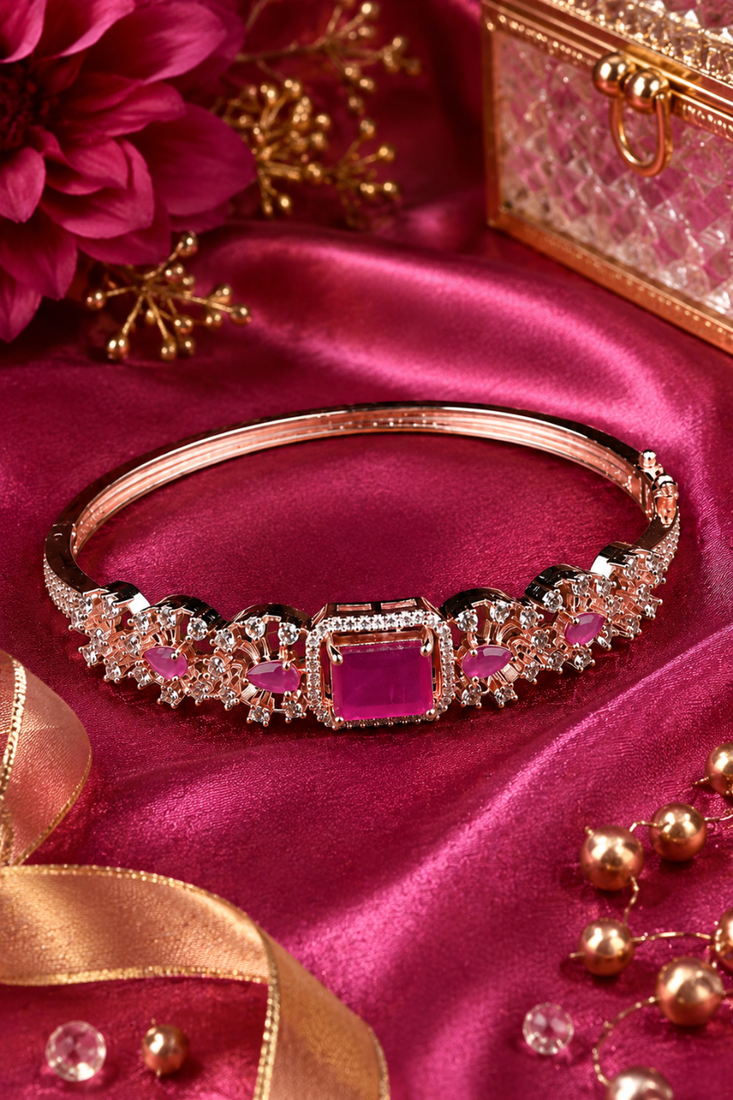 Rose gold finish rubelle american diamond bracelet