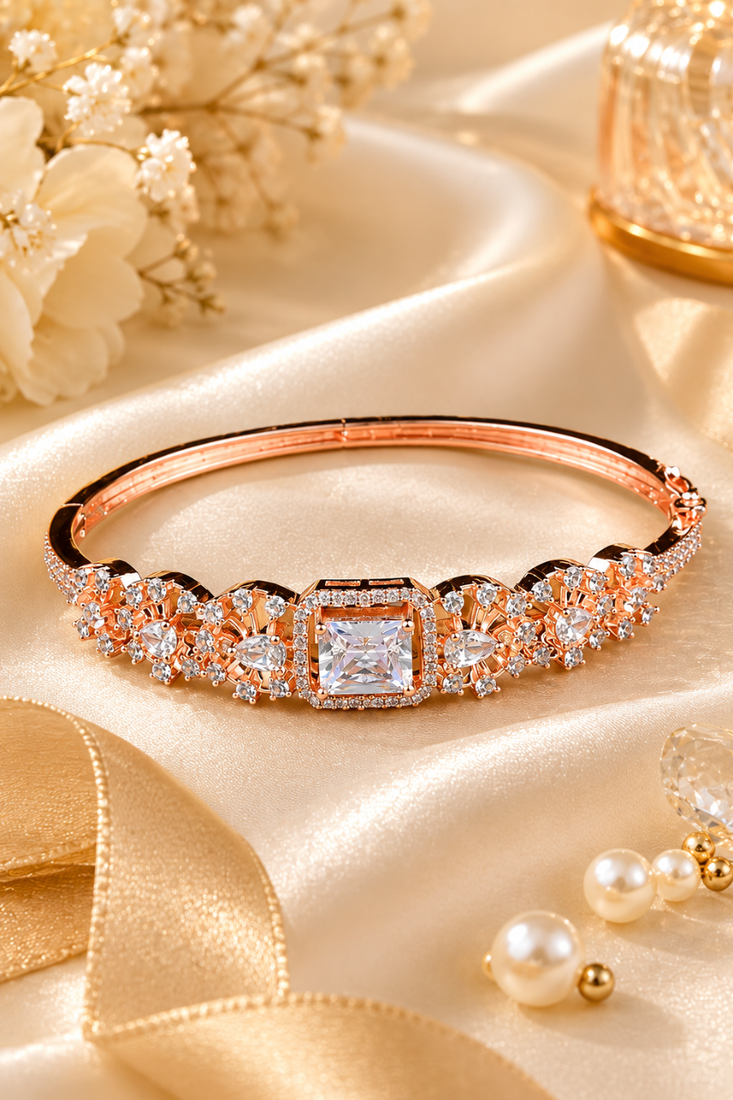 Rose Gold Finish Crystala American Diamond Bracelet