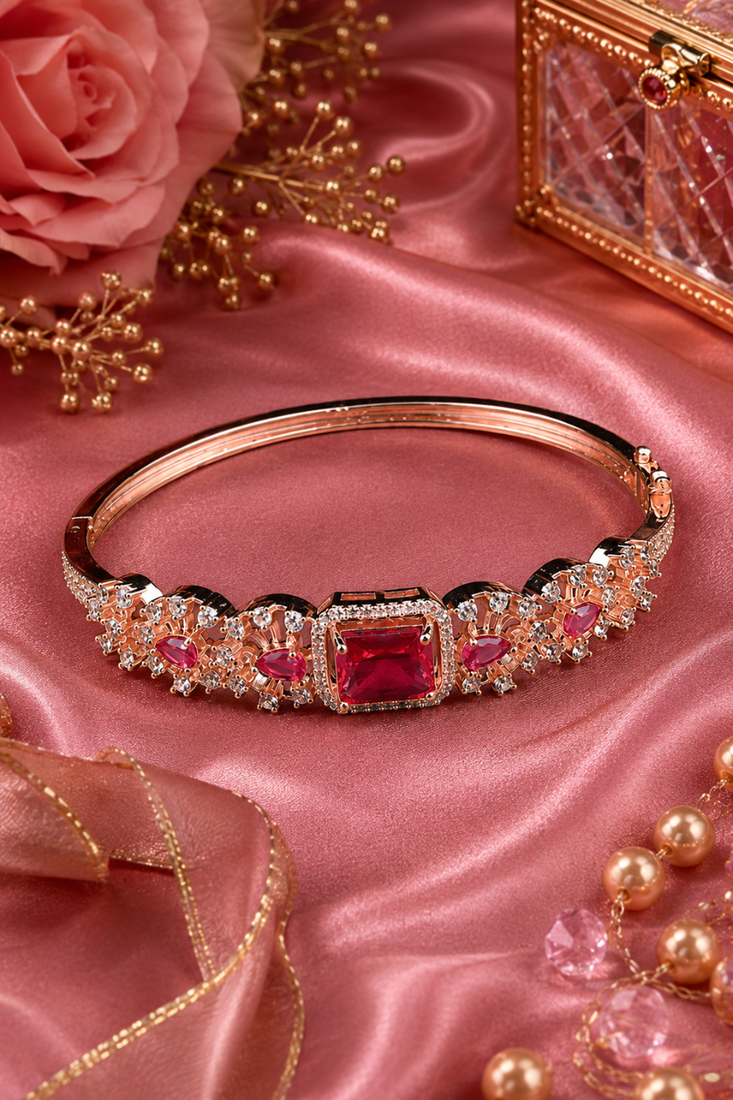 Rose gold finish rosique american diamond bracelet