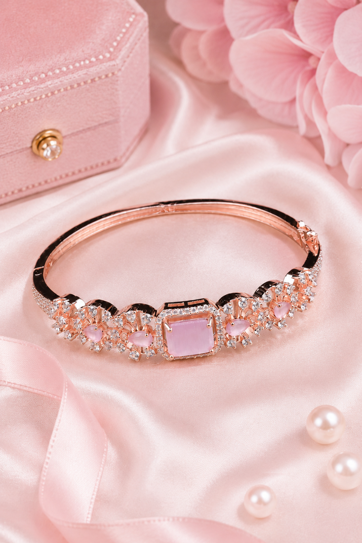 Rose gold finish blushara american diamond bracelet
