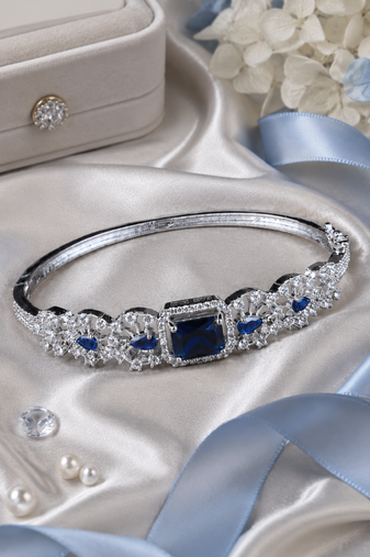 Rhodium Finish Sapphira American Diamond Bracelet