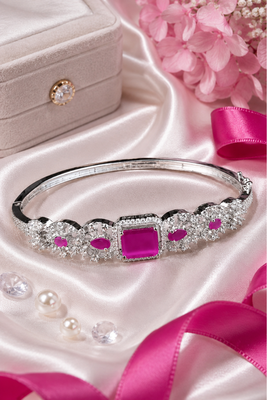 Rhodium Finish Rubessa American Diamond Bracelet 1