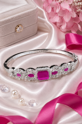 Rhodium Finish Rubessa American Diamond Bracelet