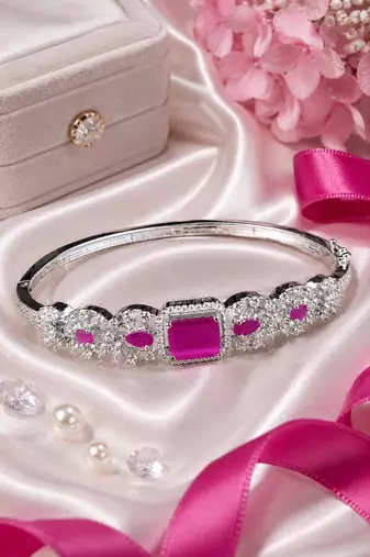 Rhodium Finish Rubessa American Diamond Bracelet