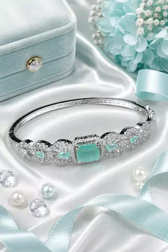 Rhodium Finish Mintelle American Diamond Bracelet