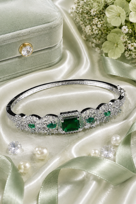 Rhodium Finish Emeraldis American Diamond Bracelet 1