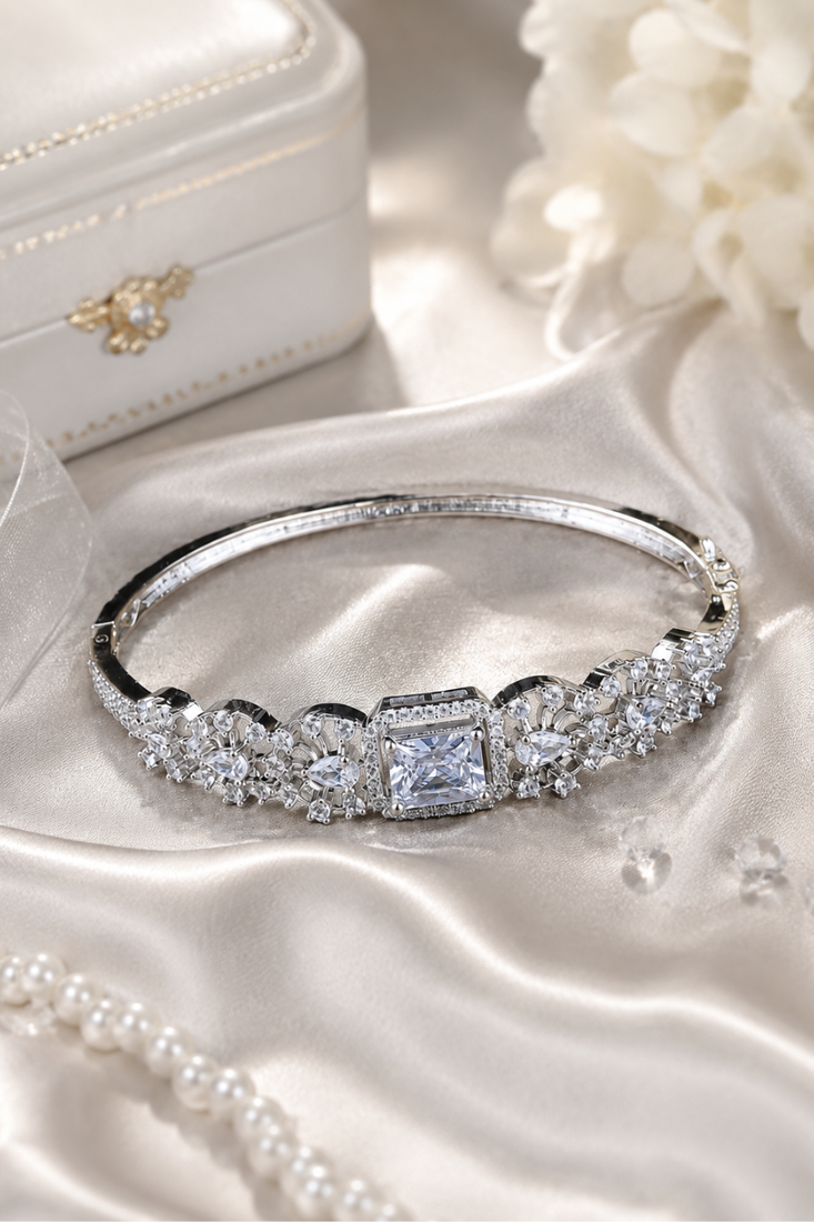 Rhodium Finish Crystalis American Diamond Bracelet