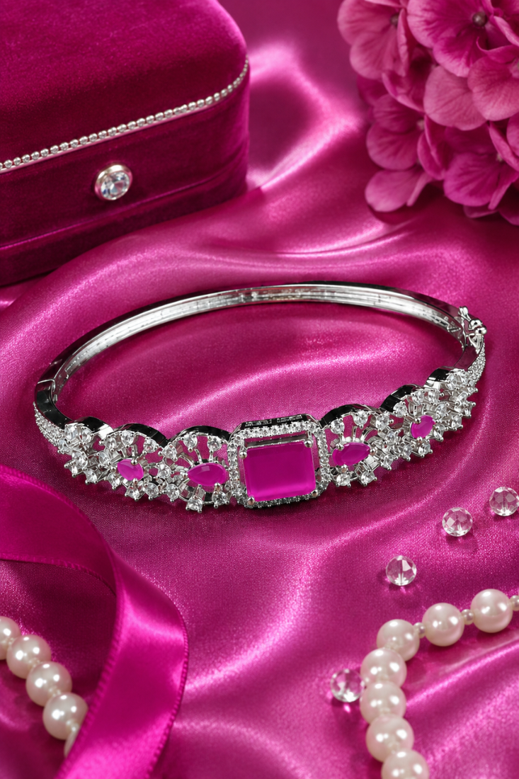 Rhodium Finish Rubessa American Diamond Bracelet