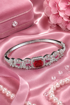 Rhodium Finish Roselle American Diamond Bracelet 2