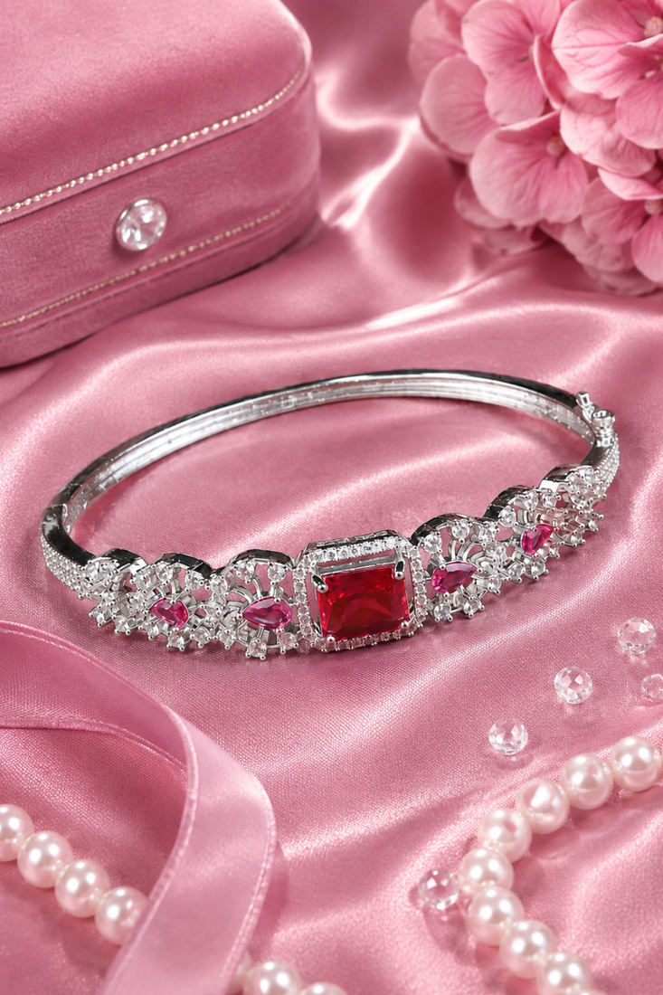 Rhodium Finish Roselle American Diamond Bracelet