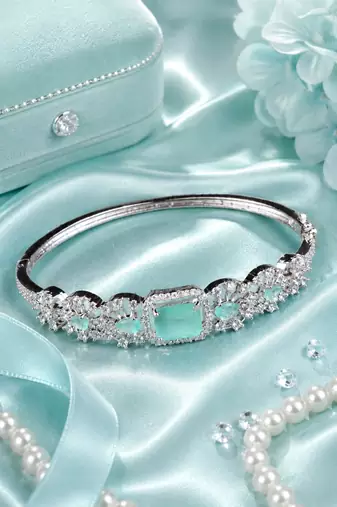 Rhodium Finish Mintelle American Diamond Bracelet