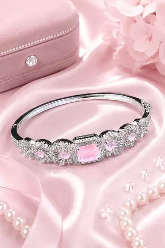 Rhodium Finish Blushique American Diamond Bracelet