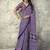 Navy blue colour satin print work saree