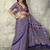 Navy blue colour satin print work saree