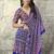 Navy blue colour satin print work saree