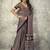 Black colour satin print work saree