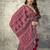 Maroon colour satin print work saree