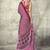 Rani pink colour satin print work saree