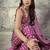 Rani pink colour satin print work saree